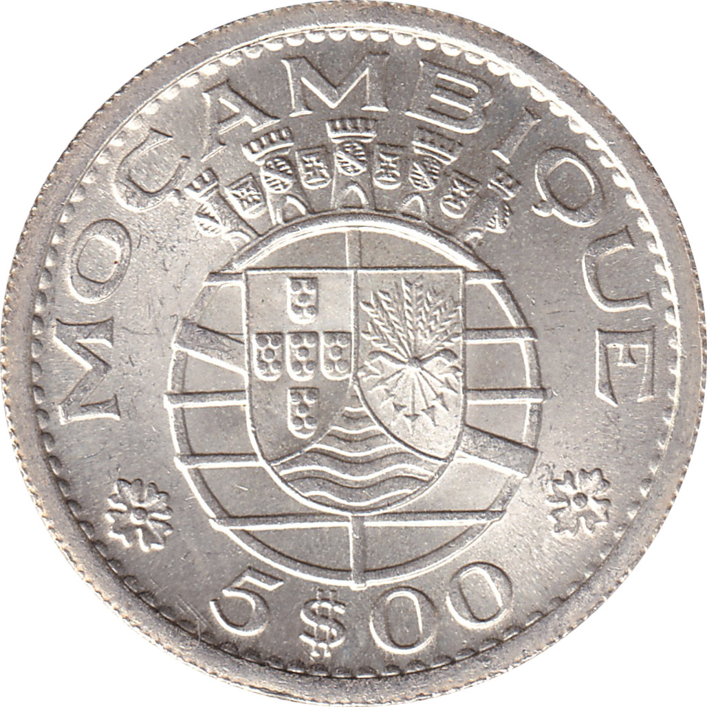 5 escudos - Mocambique - Argent 650‰