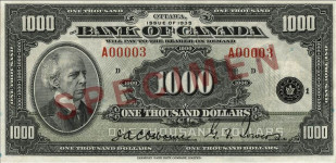 1000 dollars - Bank of Canada