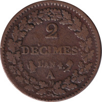 2 décimes - Franc