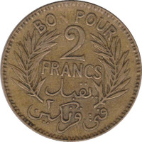 2 francs - Protectorat français