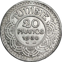 20 francs - Protectorat français