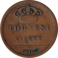 5 tornesi - Royaume des deux Siciles