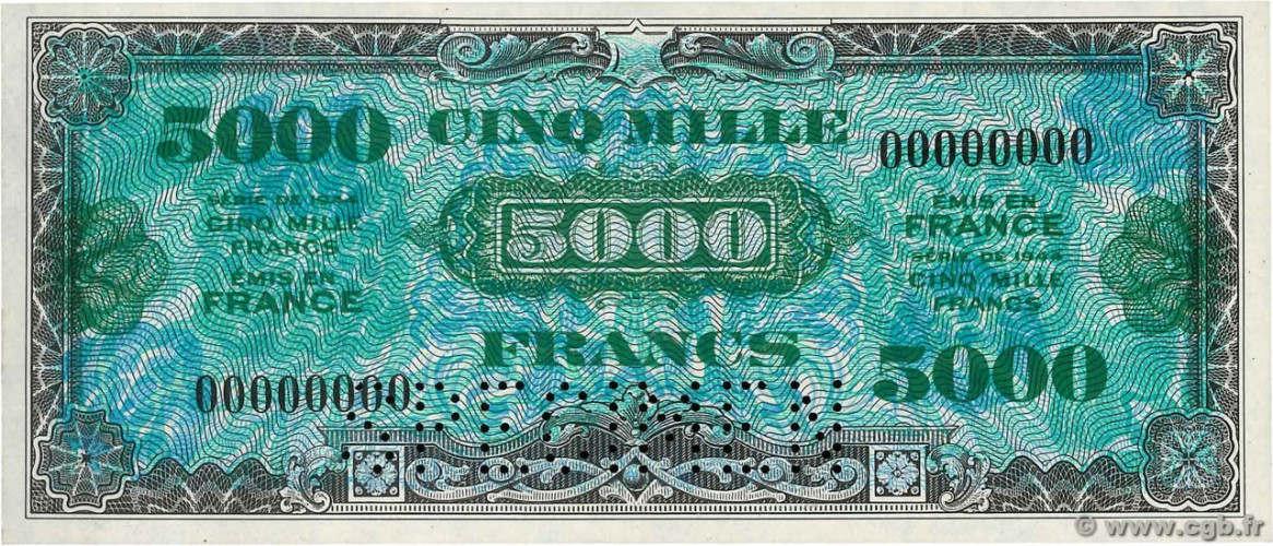5000 francs - Military Franc