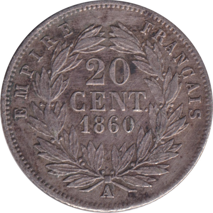 20 centimes - Napoléon III - Bare head