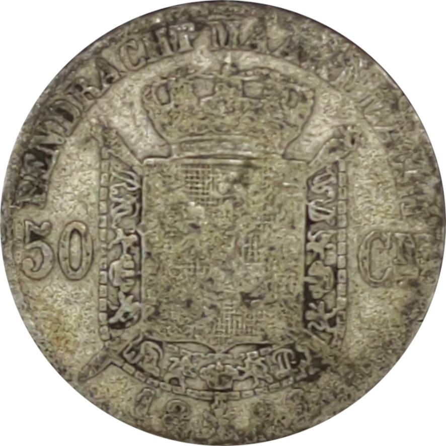 50 centimes - Léopold II - Tête jeune