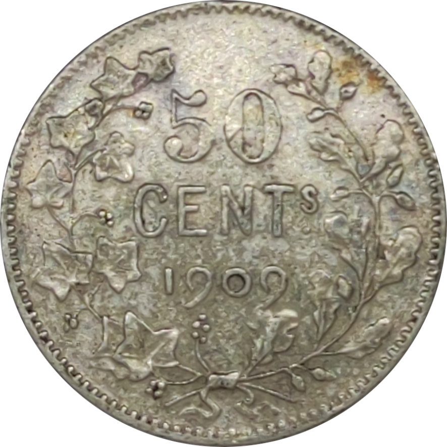 50 centimes - Léopold II - Tête agée