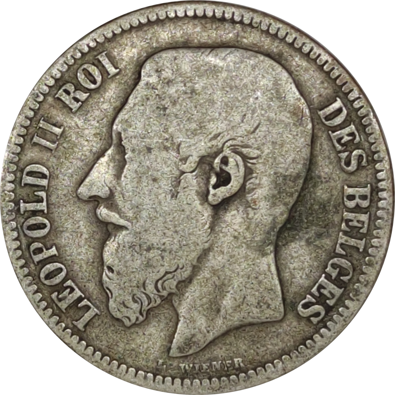 2 francs - Leopold II - Young head