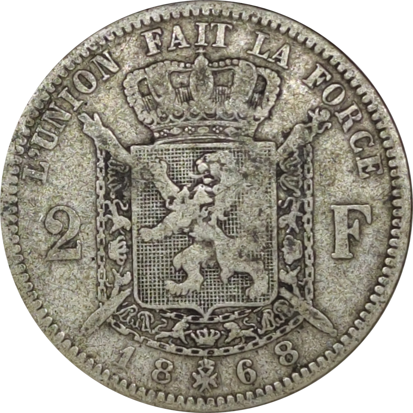 2 francs - Leopold II - Young head