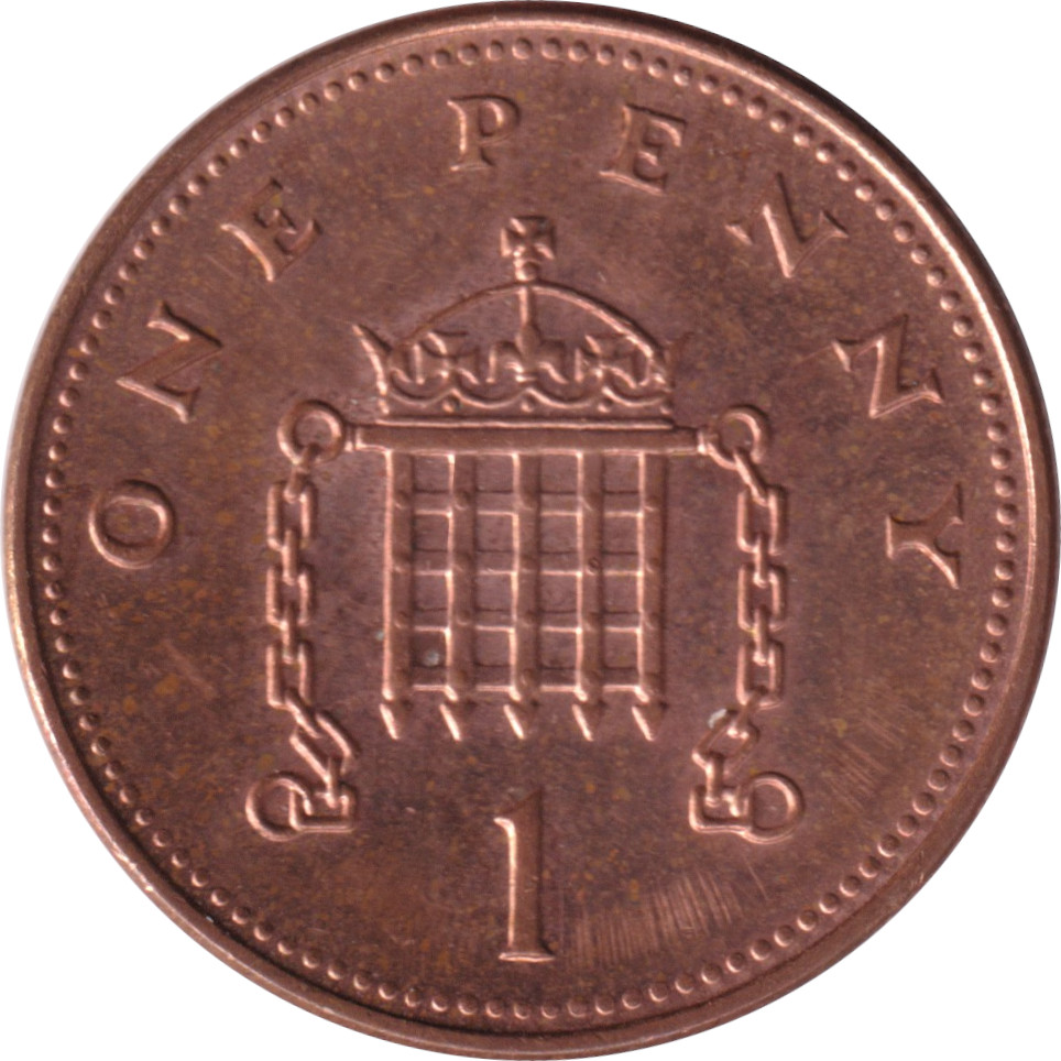 1 penny - Elizabeth II - Tête agée - Grille