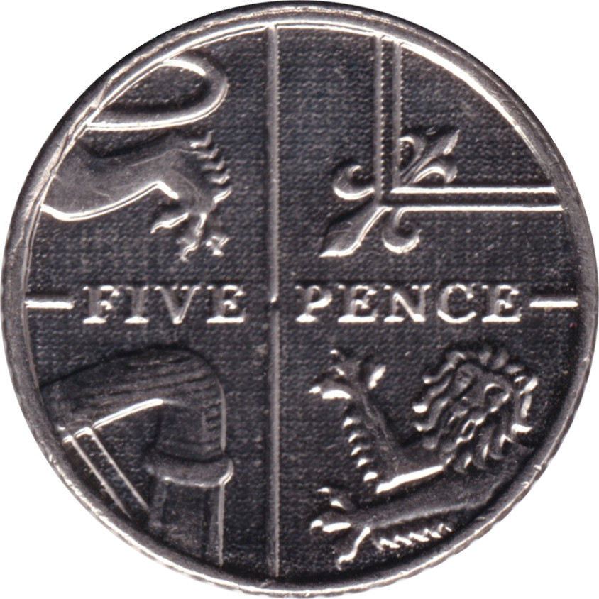 5 pence - Elizabeth II - Tête agée - Blason