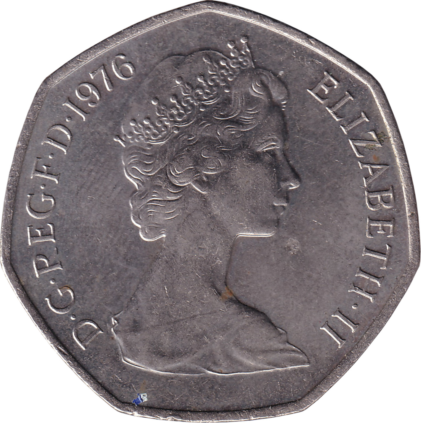 50 pence - Elizabeth II - Buste jeune