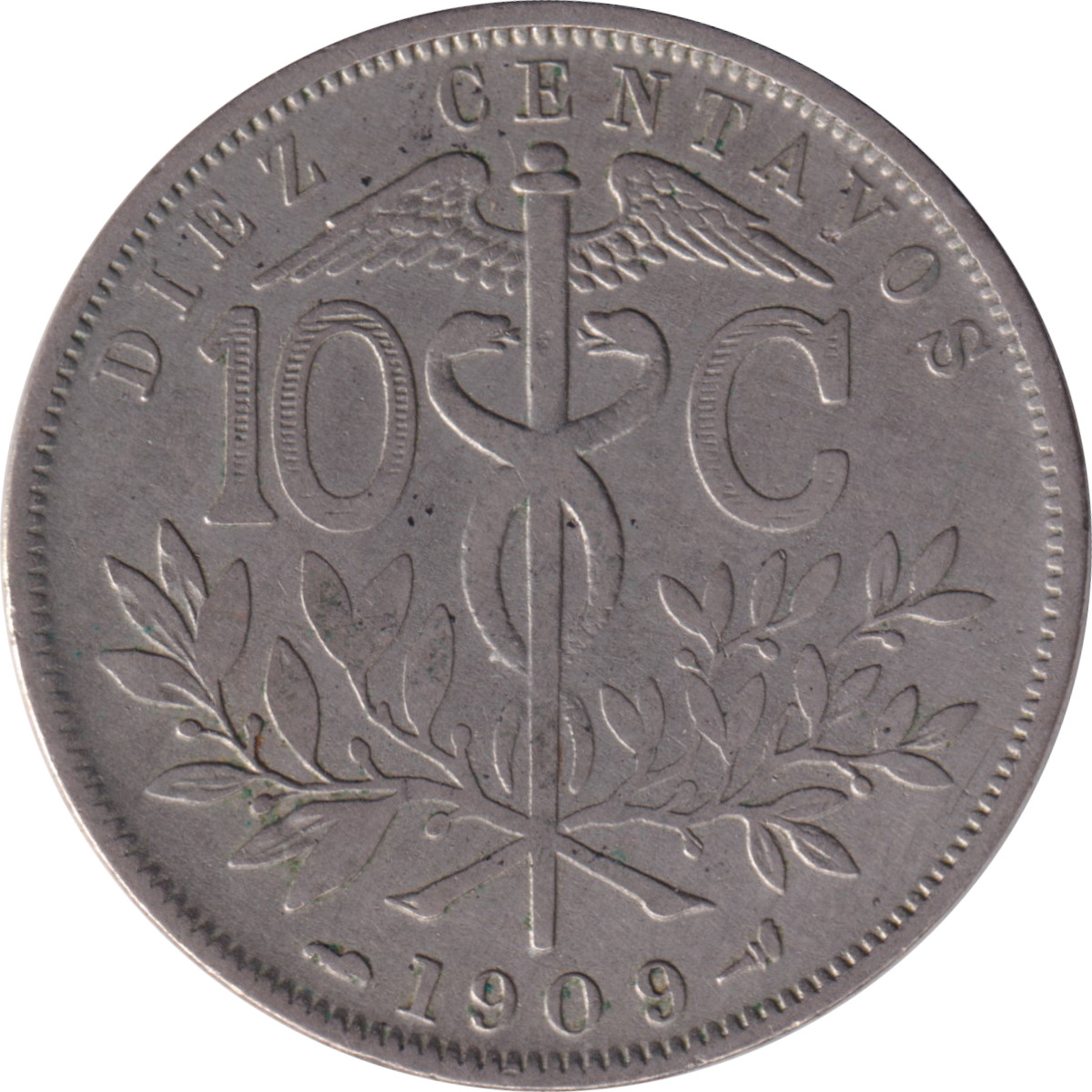 10 centavos - Caducée - Type 1