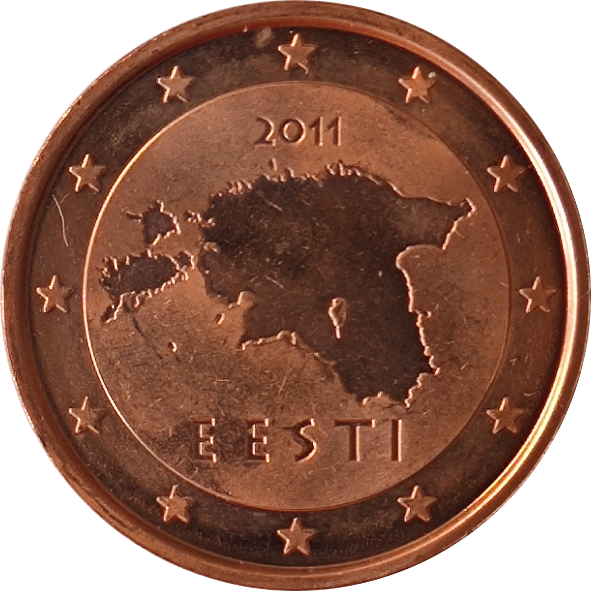 2 eurocents - Carte de l'Estonie