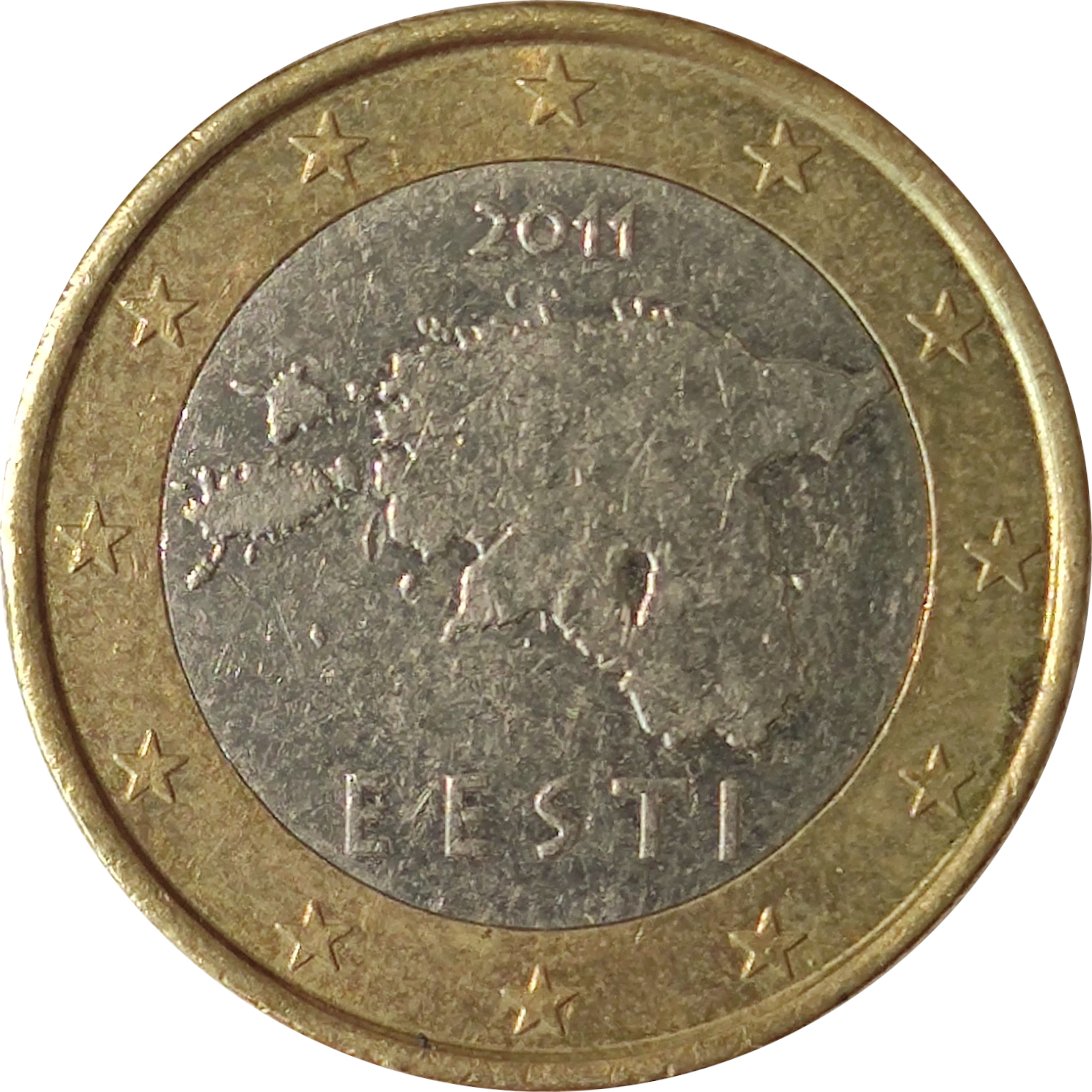 1 euro - Carte de l'Estonie