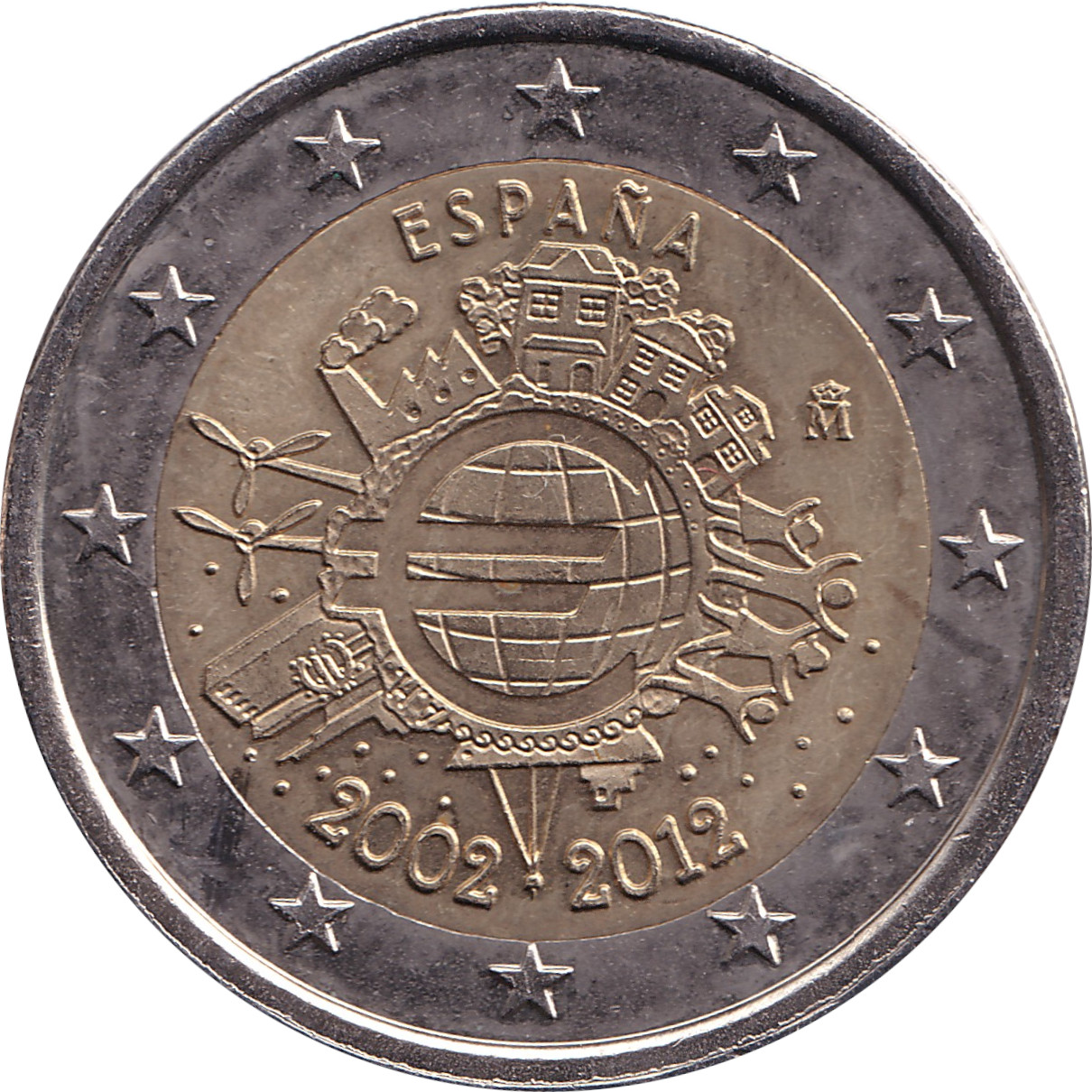 2 euro - Mise en circulation de l'Euro - Espagne