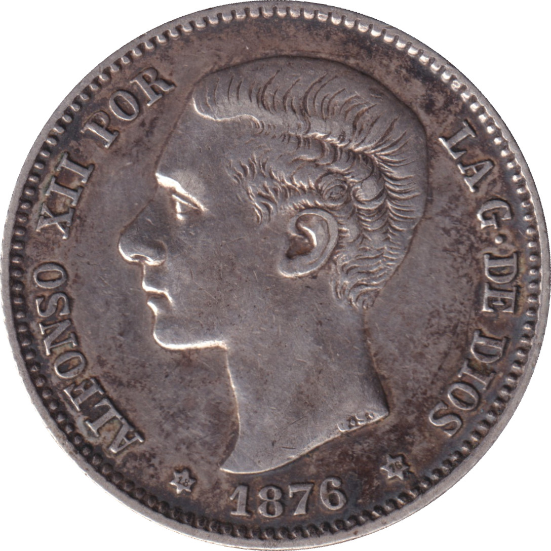 1 peseta - Alphonse XII - Young head