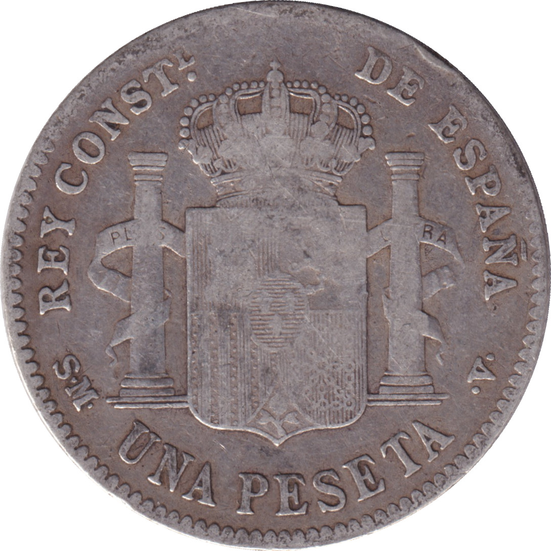 1 peseta - Alphonse XIII - Young head