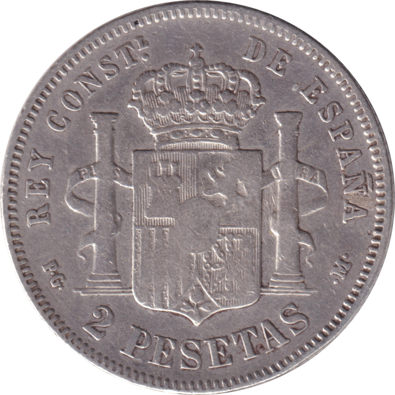 2 pesetas - Alphonse XIII - Buste juvénile