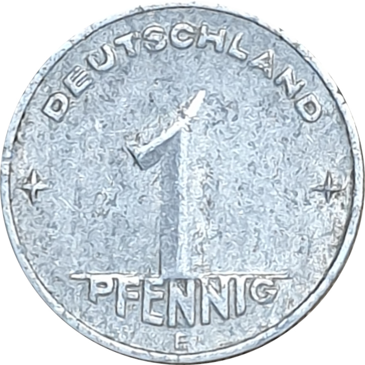 1 pfennig - Épi de blé et roue dentée