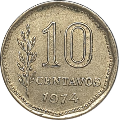10 centavos - Tête de la Liberté - Branche de chêne