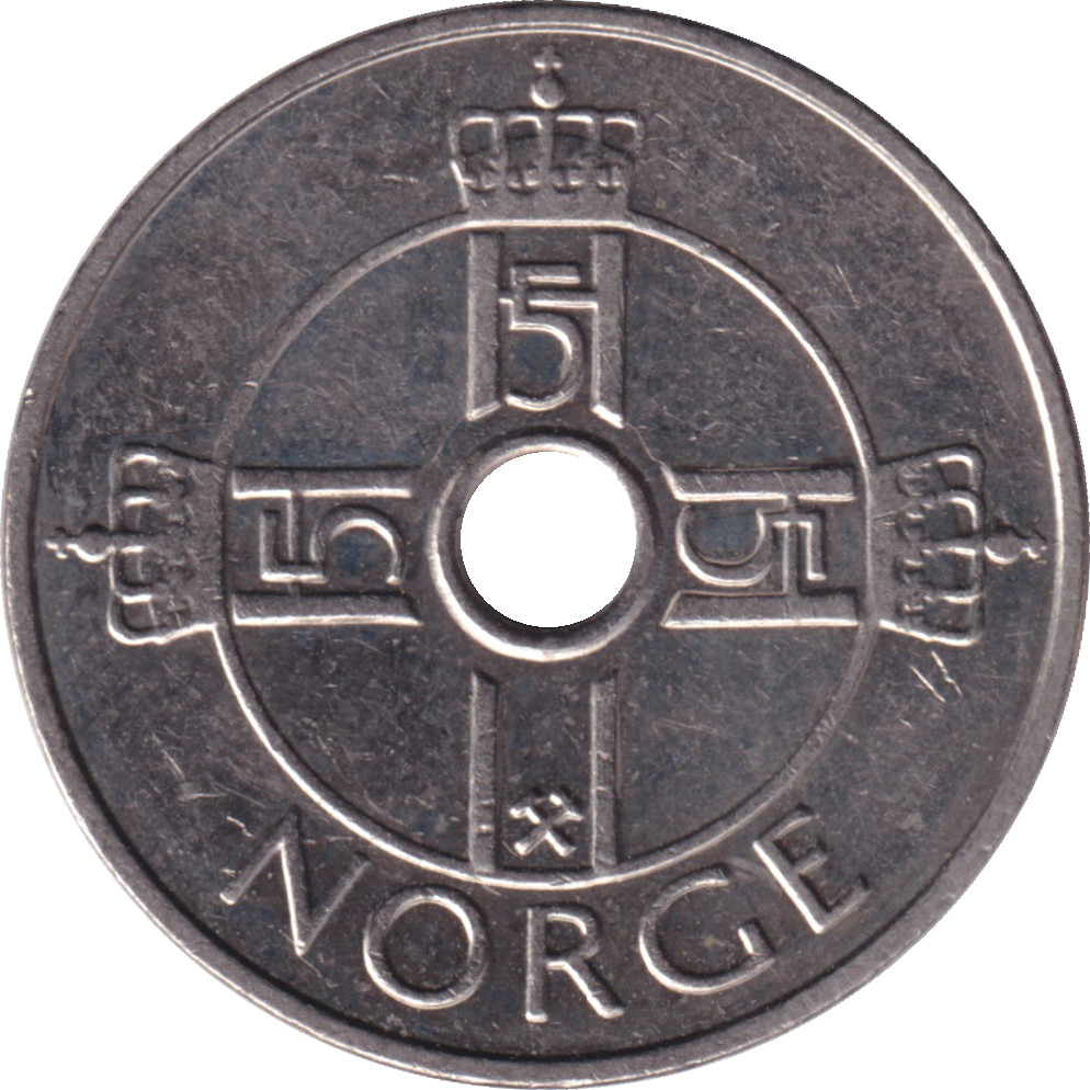 1 krone - Harald V - Quatre monogrammes