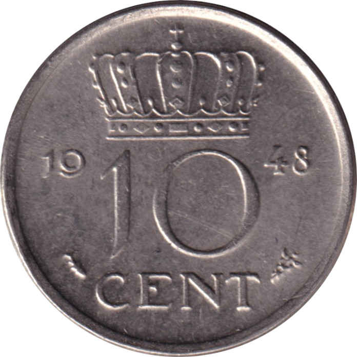 10 cents - Wilhelmina I - Old head