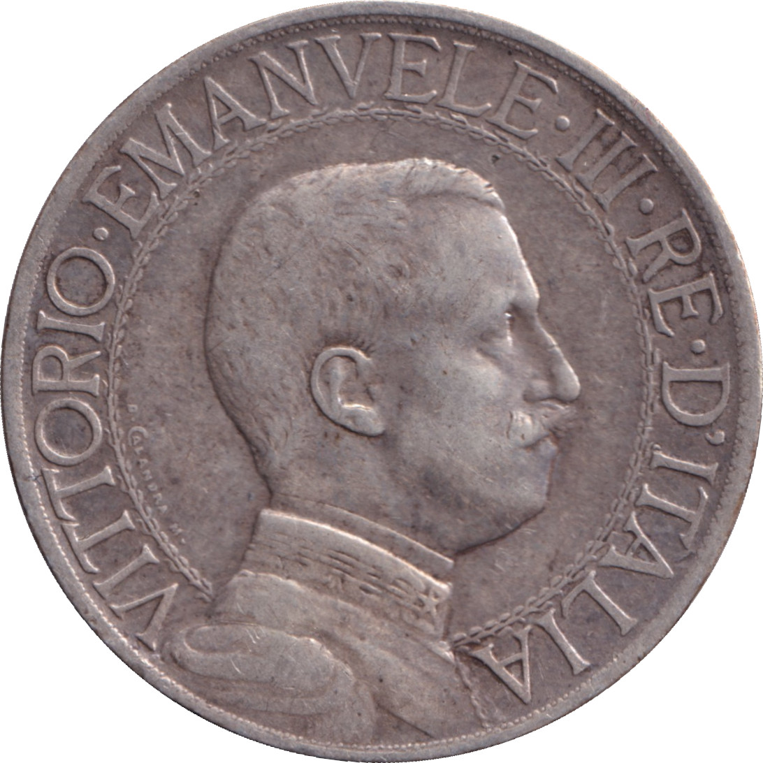 1 lira - Victor Emmanuel III - Quadrige - Buste