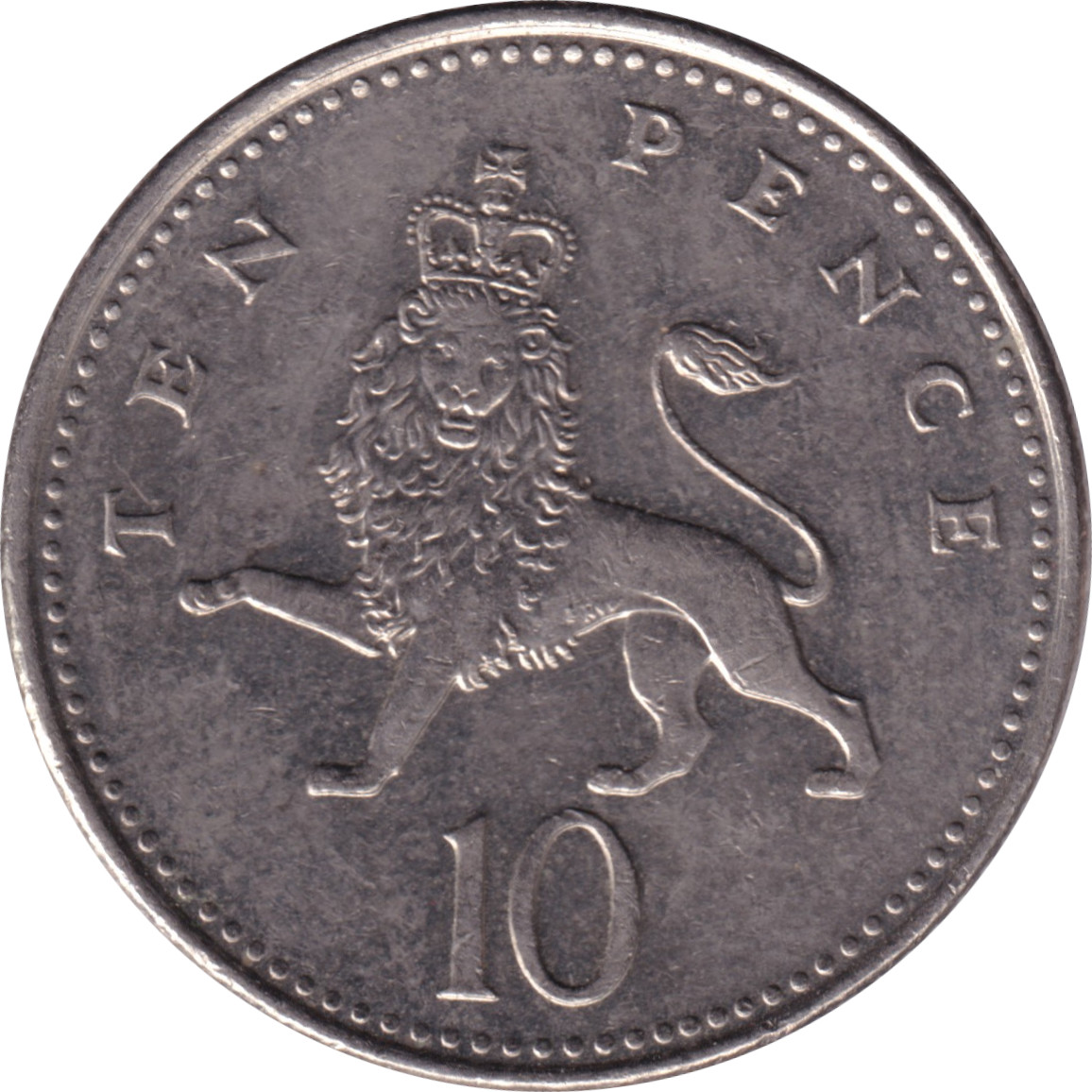 10 pence - Elizabeth II - Tête agée - Lion