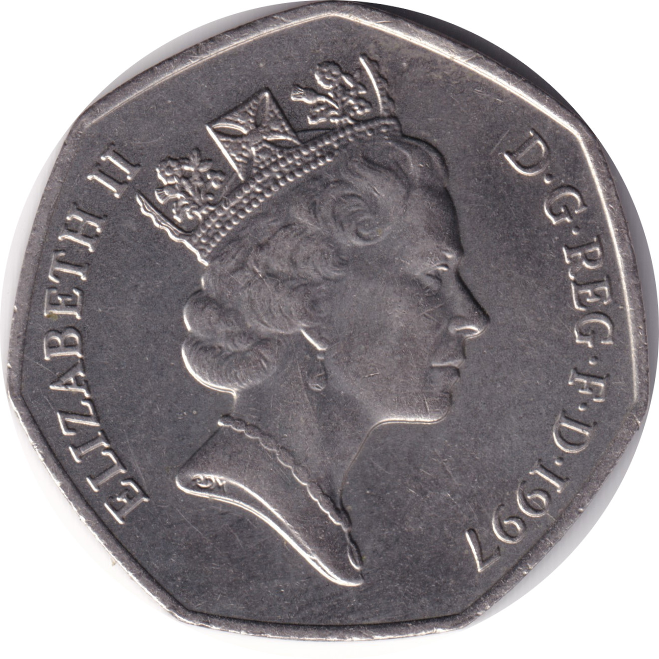 50 pence - Elizabeth II - Tête mature - Petit module