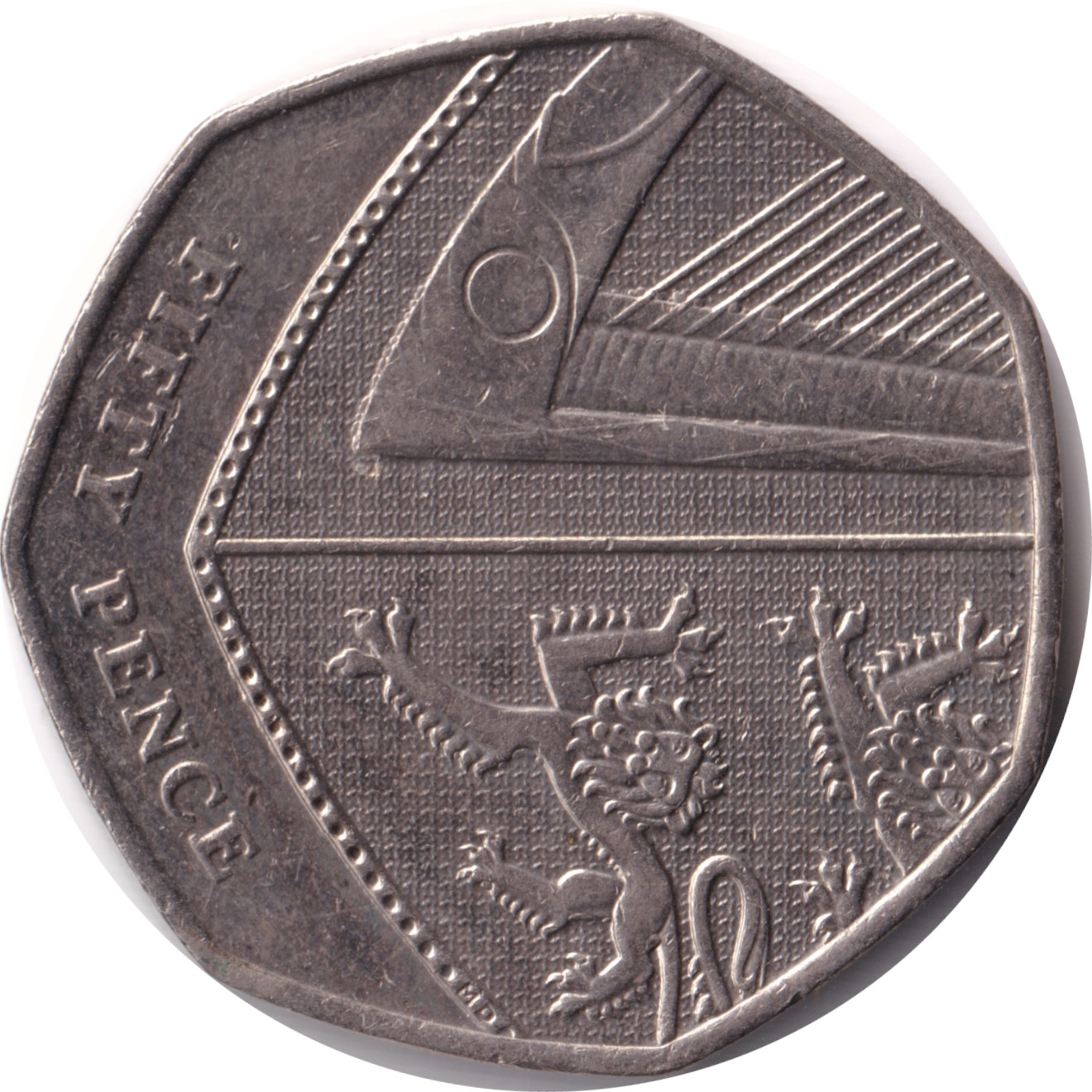 50 pence - Elizabeth II - Tête agée - Blason