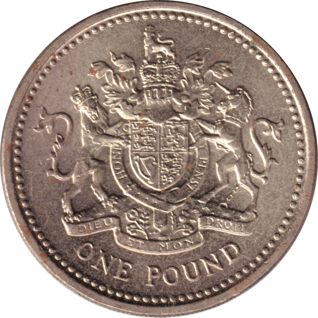 1 pound - Elizabeth II - Buste jeune - Armoiries du Royaume-Uni