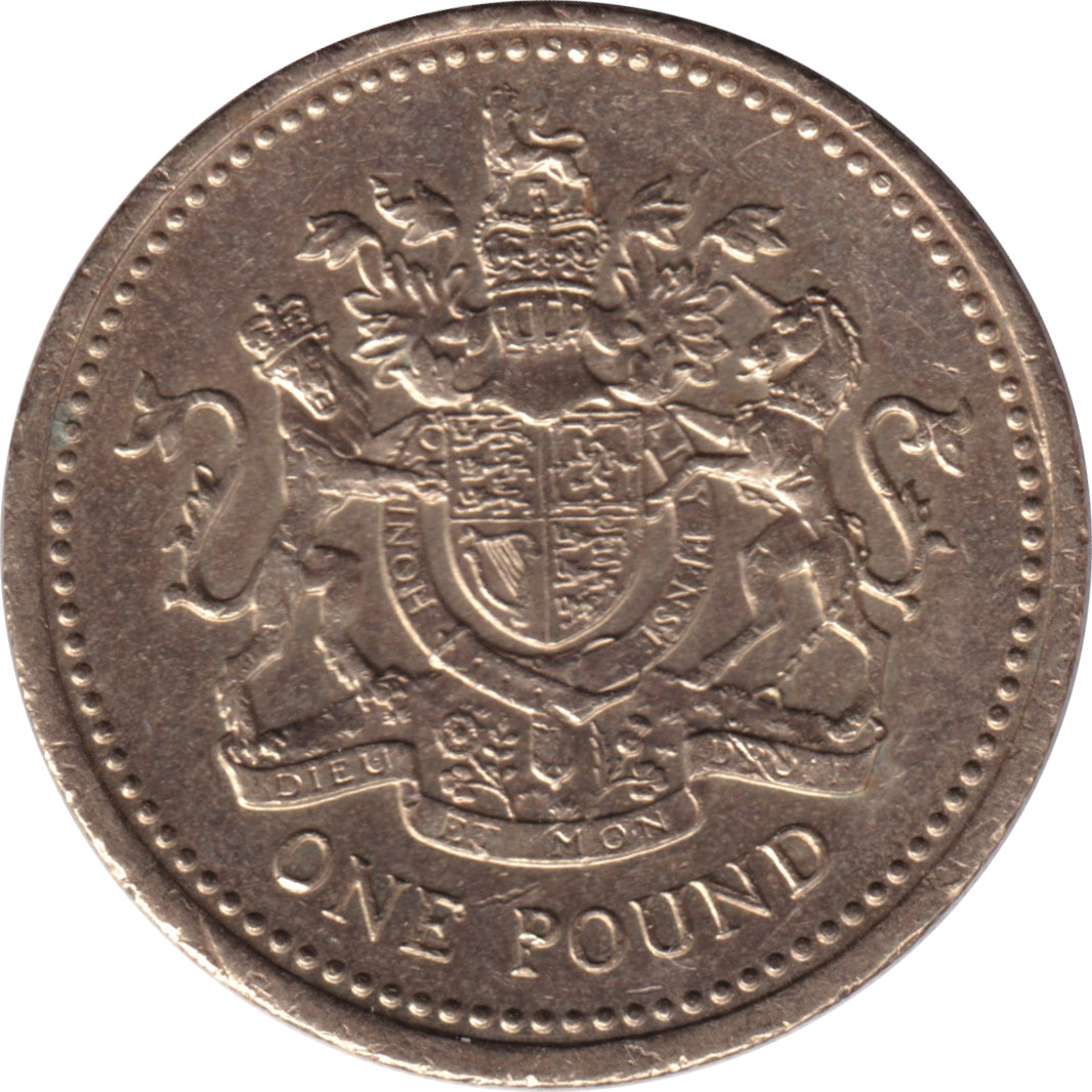 1 pound - Elizabeth II - Tête agée - Armoiries du Royaume Uni