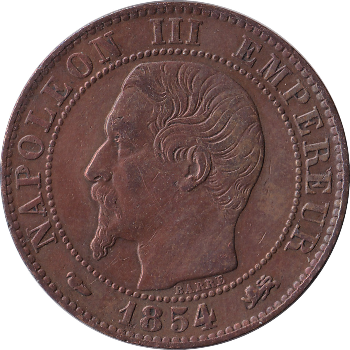 5 centimes - Napoléon III - Bare head