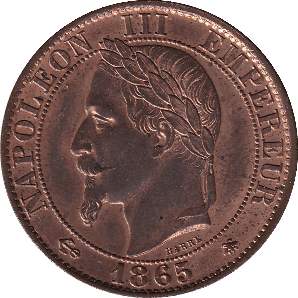 5 centimes - Napoléon III - Tête laurée