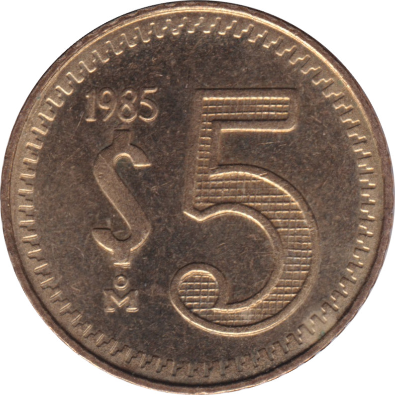 5 pesos - Aigle de profil - Type léger