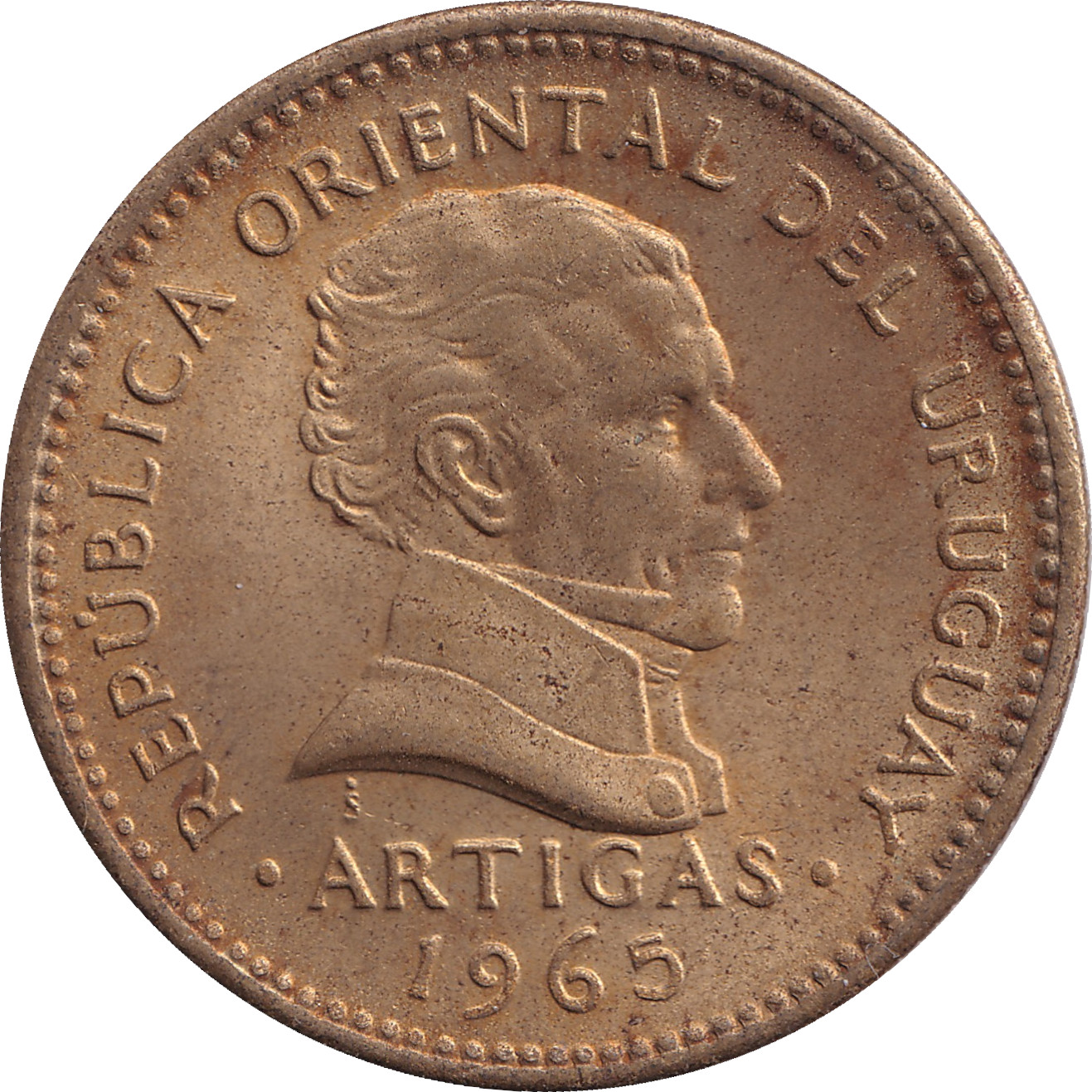 10 pesos - Artigas - Armoiries - Bronze aluminium