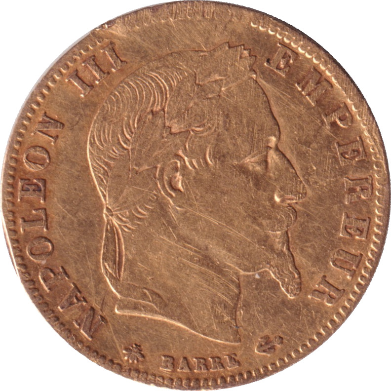5 francs - Napoléon III - Or - Tête laurée