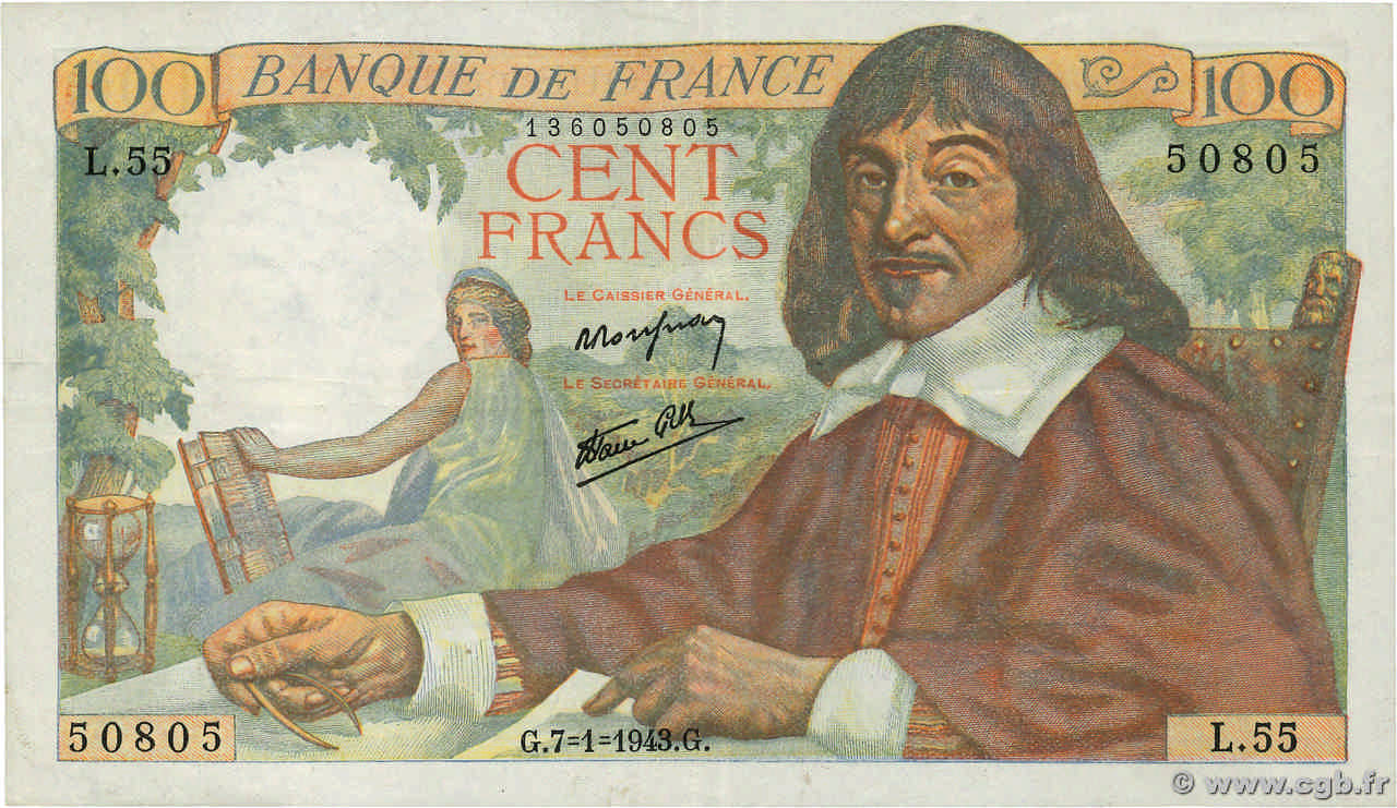 100 francs - Descartes