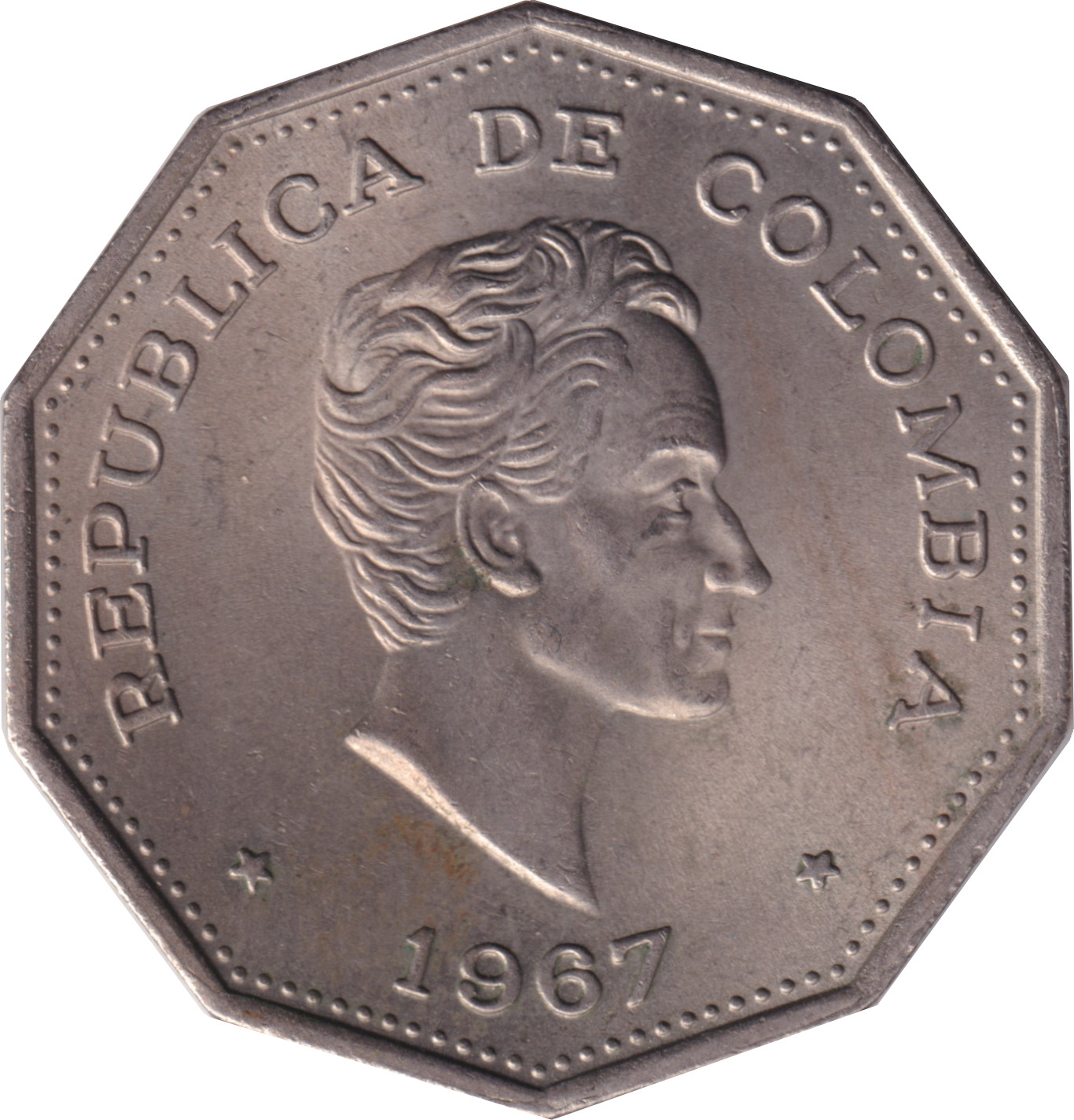 1 peso - Simon Bolivar de profil