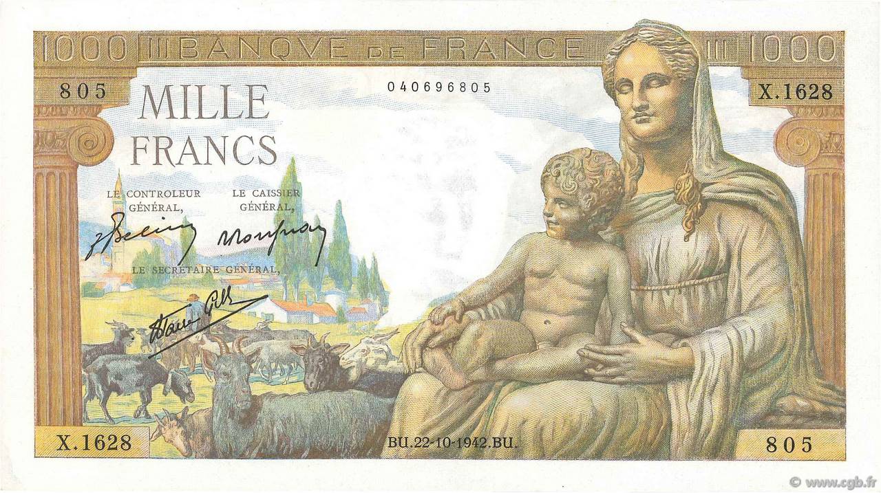 1000 francs - Déesse Déméter