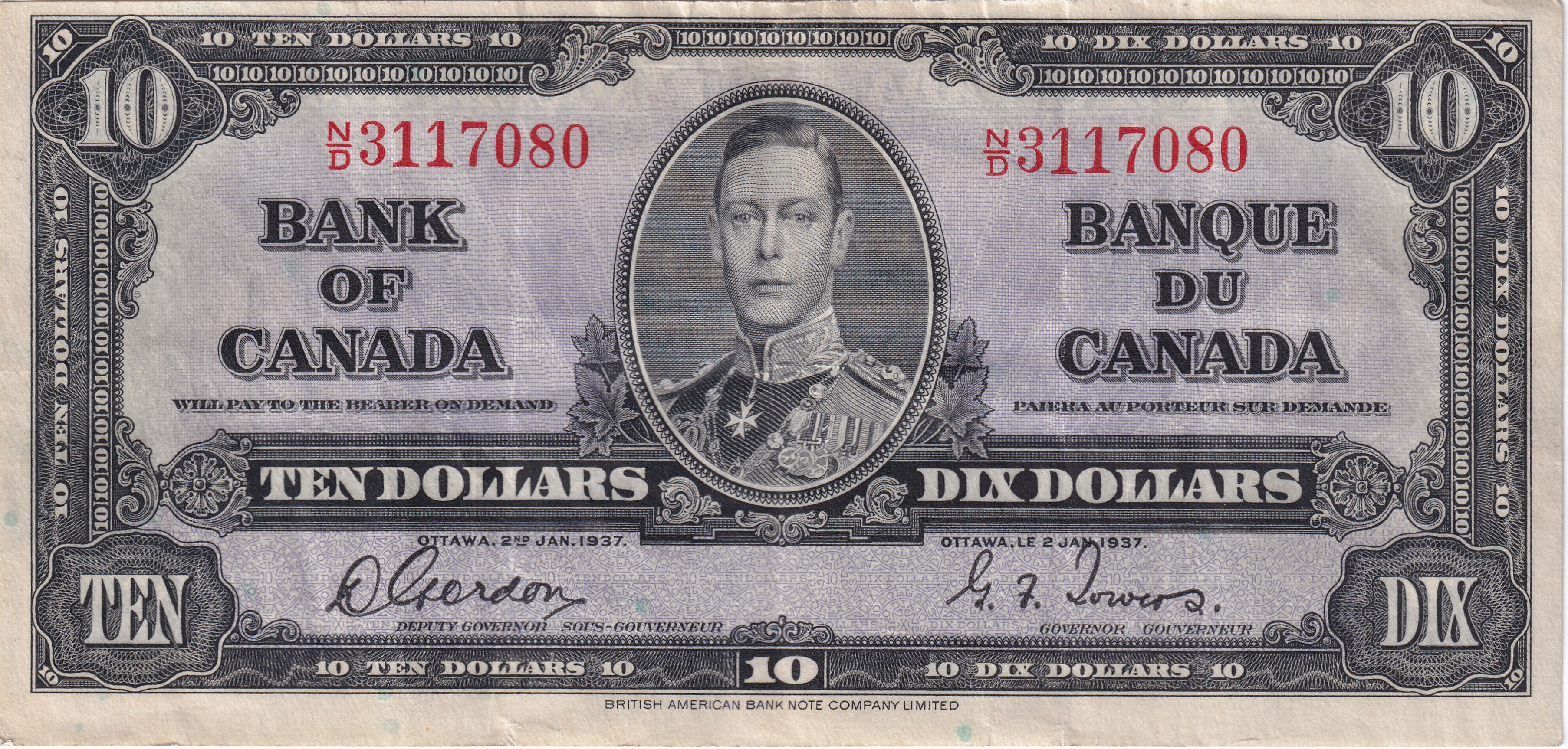 10 dollars - Série 1937 - Georges VI