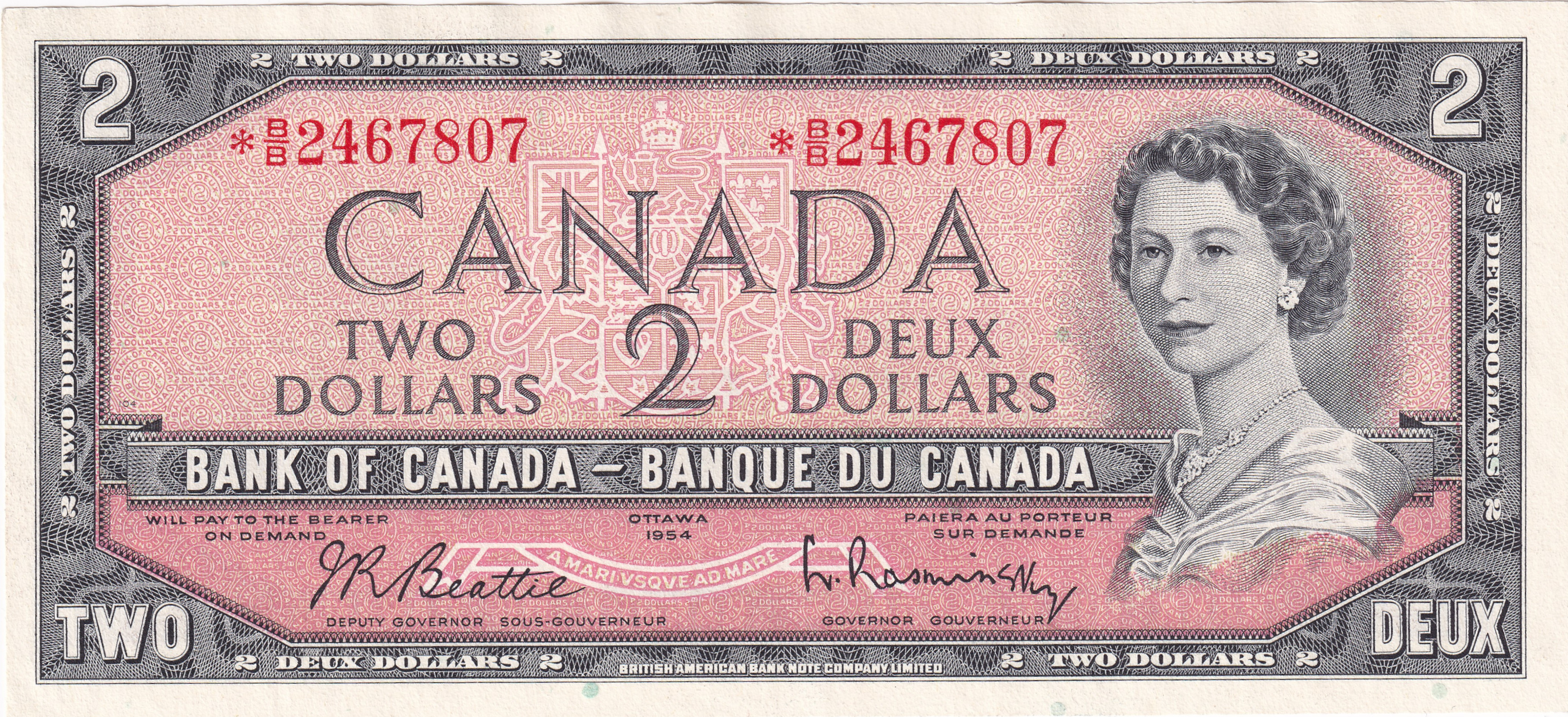 2 dollars - Série 1954 - Elizabeth II