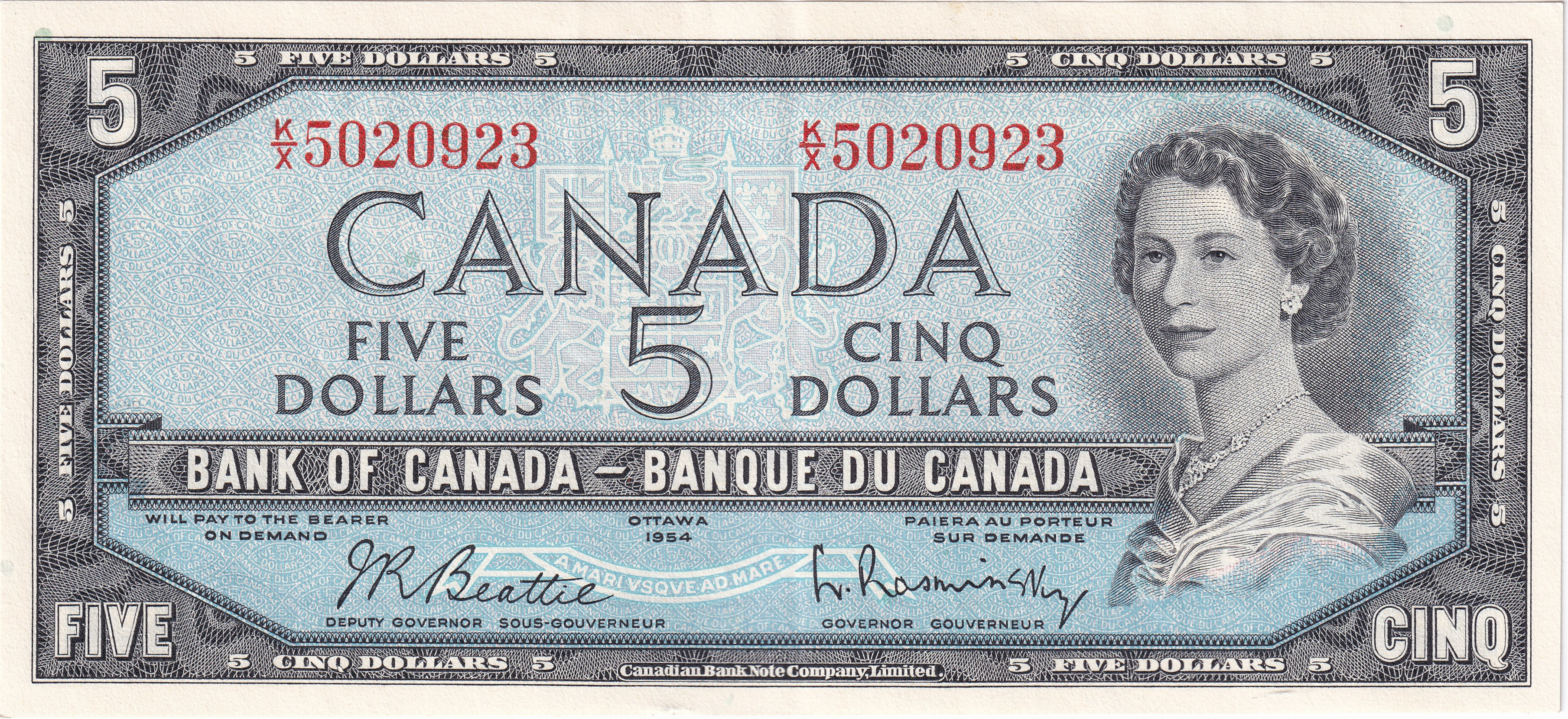5 dollars - Série 1954 - Elizabeth II