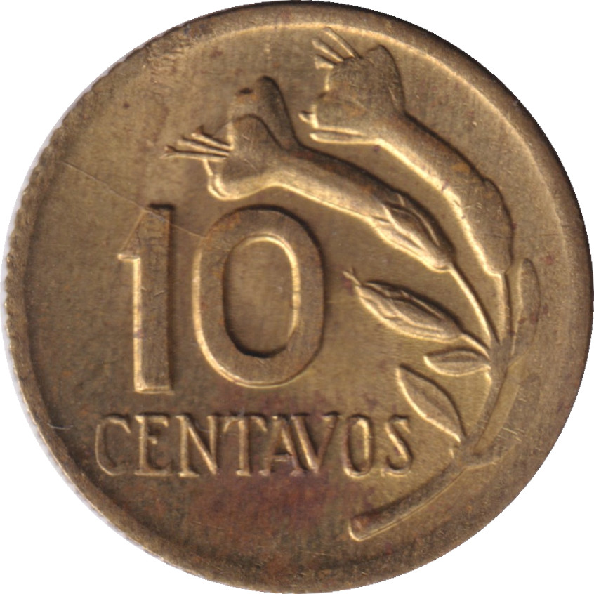 10 centavos - Armoiries - Fleur au revers