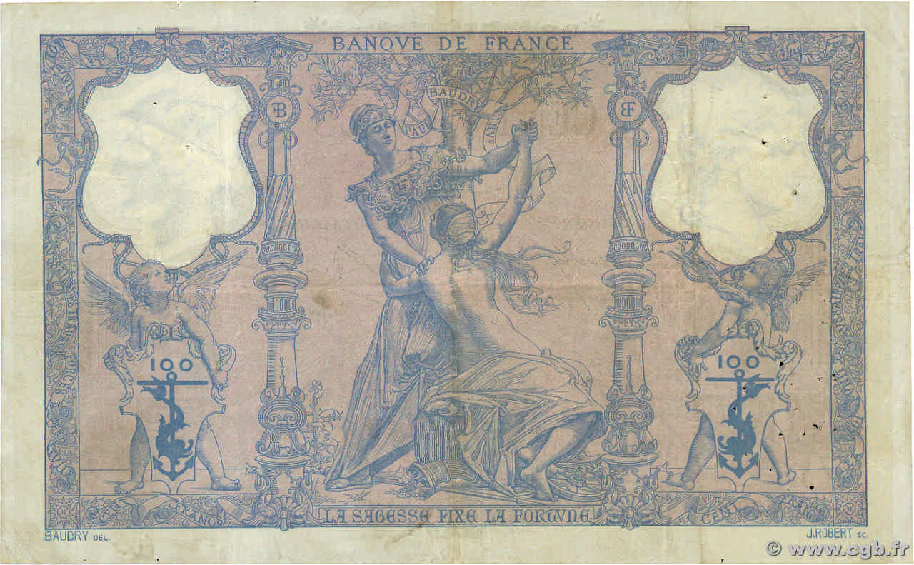 100 francs - Bleu et Rose