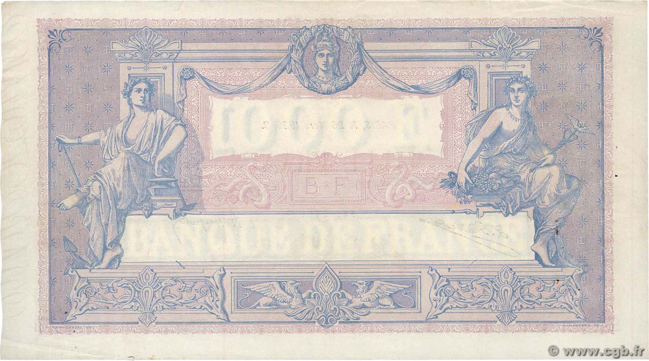 1000 francs - Bleu et Rose