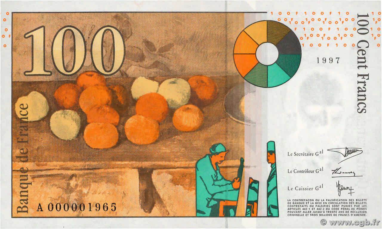 100 francs - Cézanne