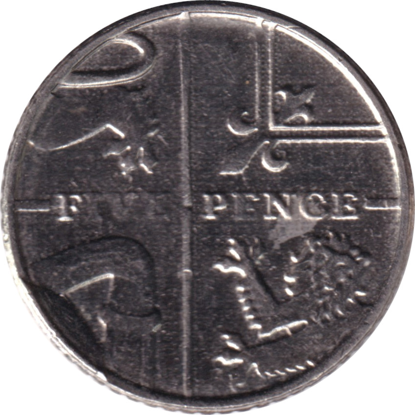 5 pence - Elizabeth II - Tête historique