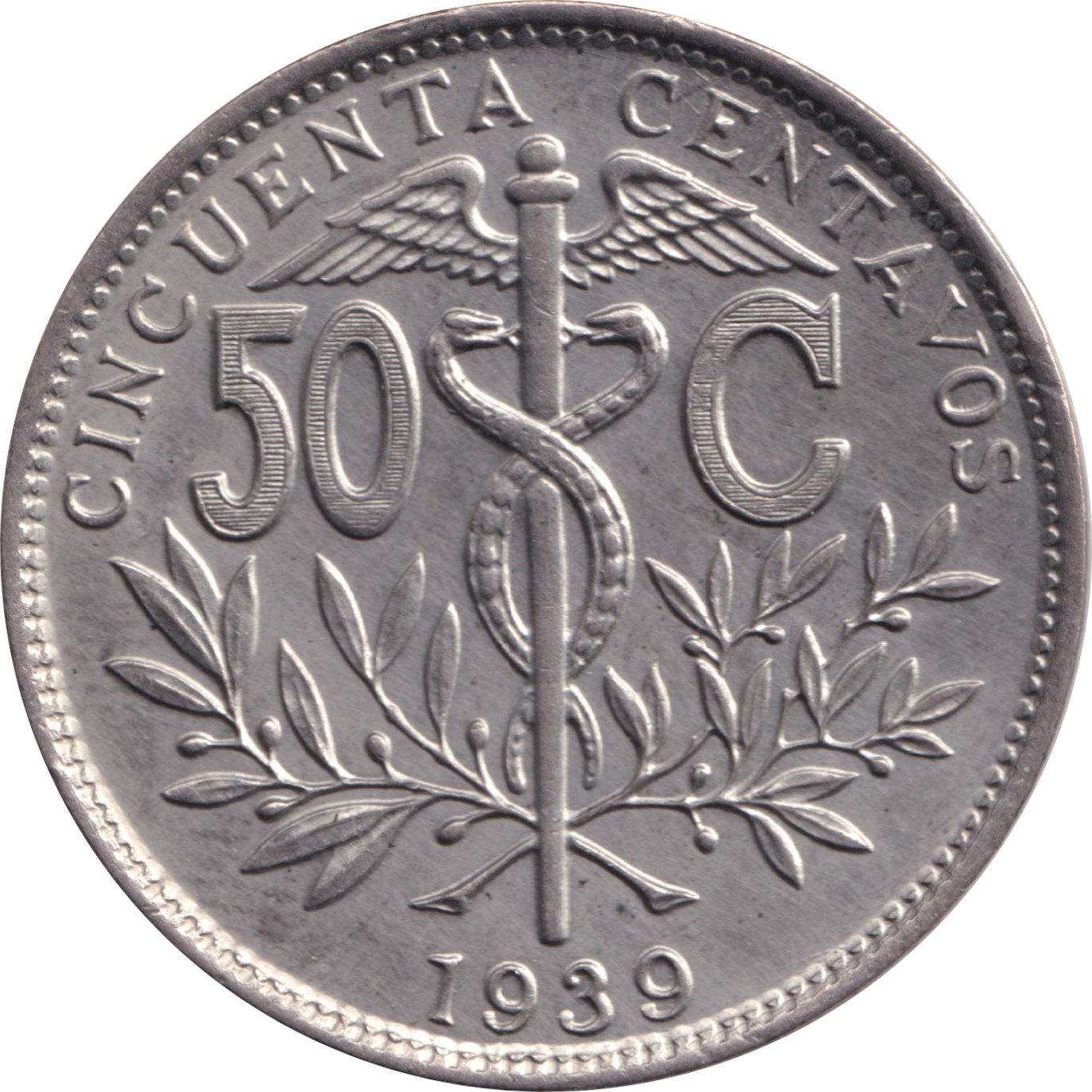 50 centavos - Caducée - Type lourd