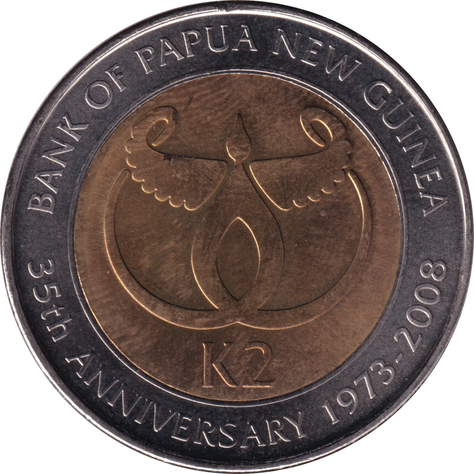 2 kina - Banque de Papouasie - 35 ans